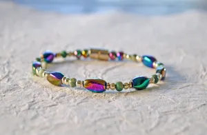 Rainbow Hematite & Jade Magnetic Energy Bracelet