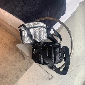 realaiot  Fashion Padded Crossbody Bag, Simple Puffer Tote Bag, Women's Casual Handbag, Shoulder Bag & Purse For Sports