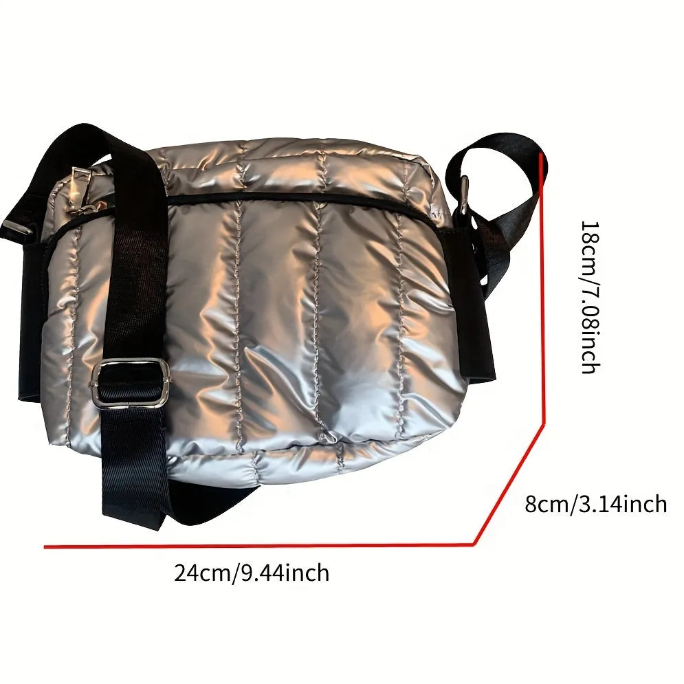 realaiot  Fashion Padded Crossbody Bag, Simple Puffer Tote Bag, Women's Casual Handbag, Shoulder Bag & Purse For Sports