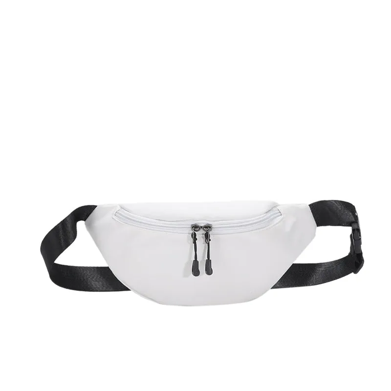 realaiot  Minimalist Nylon Fabric Fanny Pack, Double Zipper Waist Purse, Trendy Crossbody Chest Bag For Sports
