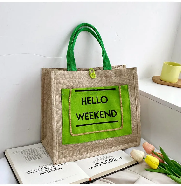 REALAIOT new fashion cotton and linen shopping bag large capacity simple canvas tote bag linen handbag