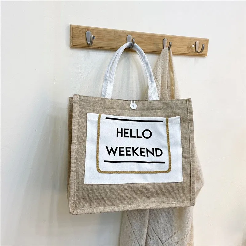 REALAIOT new fashion cotton and linen shopping bag large capacity simple canvas tote bag linen handbag