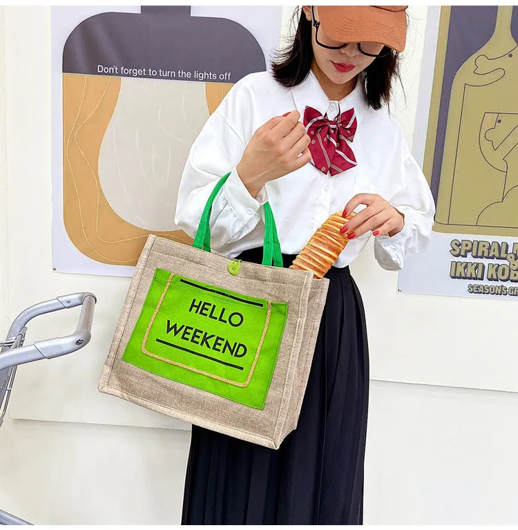REALAIOT new fashion cotton and linen shopping bag large capacity simple canvas tote bag linen handbag