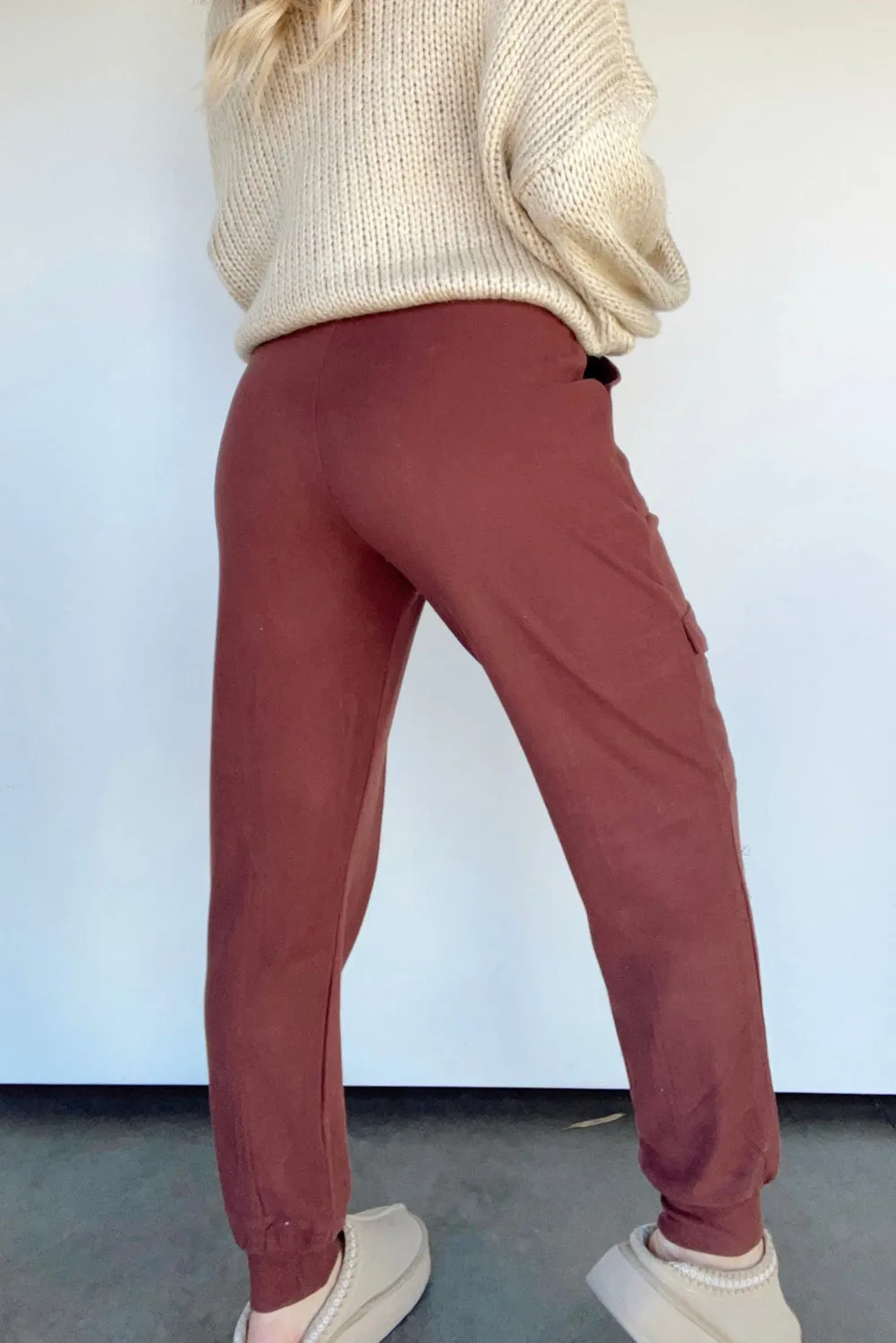 Red Dahlia High Waist Flap Pocket Joggers