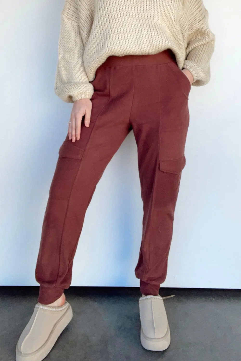 Red Dahlia High Waist Flap Pocket Joggers