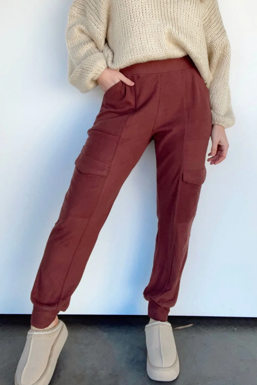 Red Dahlia High Waist Flap Pocket Joggers