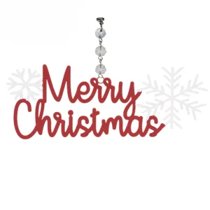 RED/WHITE MERRY CHRISTMAS (Set/1) MAGNETIC CHANDELIER ORNAMENT