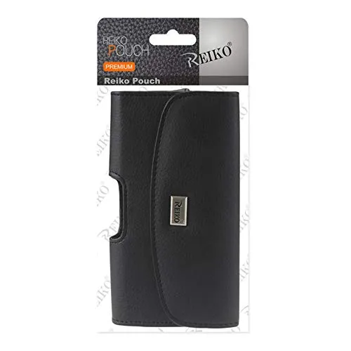 Reiko Large Size for Samsung Galaxy S6 / S8 / S9 (Fits With Silicone Case / Hybrid Case) Black Leather Wallet Pouch and Zoomazig Stylus
