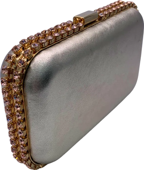 Rosantica Clio crystal-embellished leather clutch bag with shoulder chains