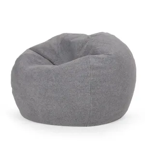 Rounded Bean Bag with Fabric for Dining Room Bedroom Etc Grey Modern