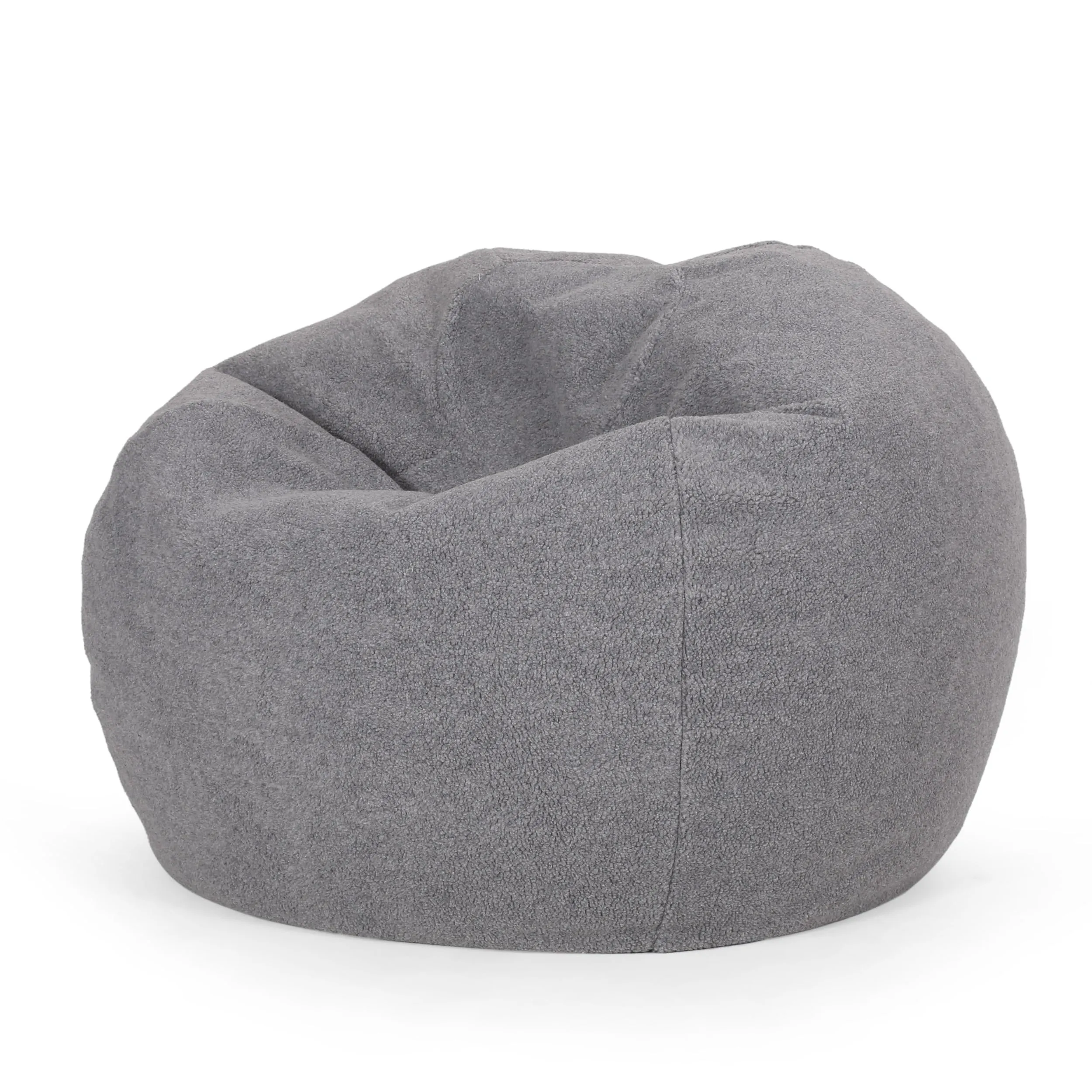 Rounded Bean Bag with Fabric for Dining Room Bedroom Etc Grey Modern