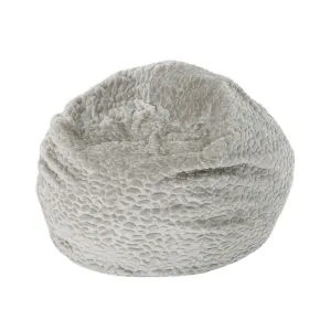 Rounded Fur Bean Bag with Softness and Comfort Grey Modern