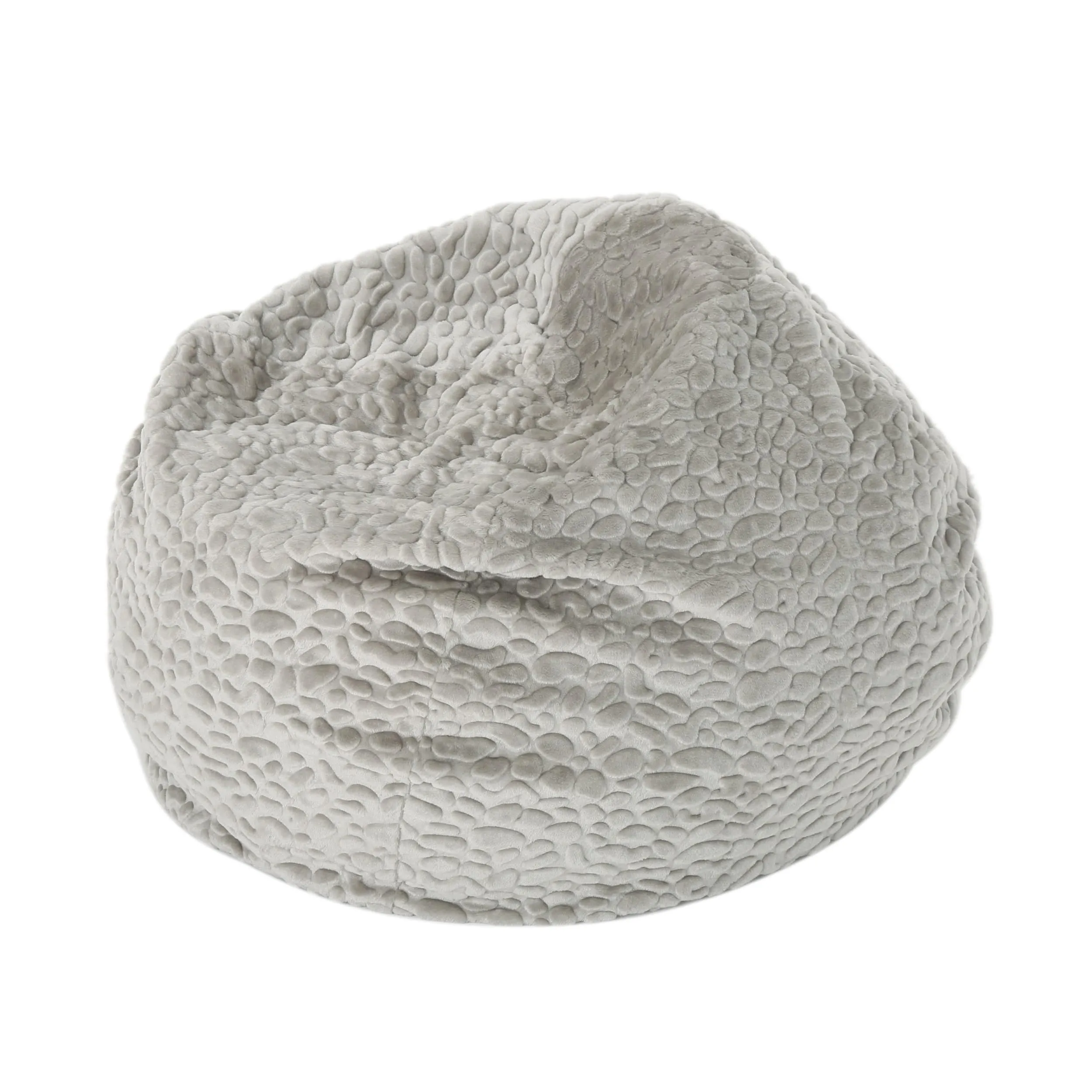 Rounded Fur Bean Bag with Softness and Comfort Grey Modern