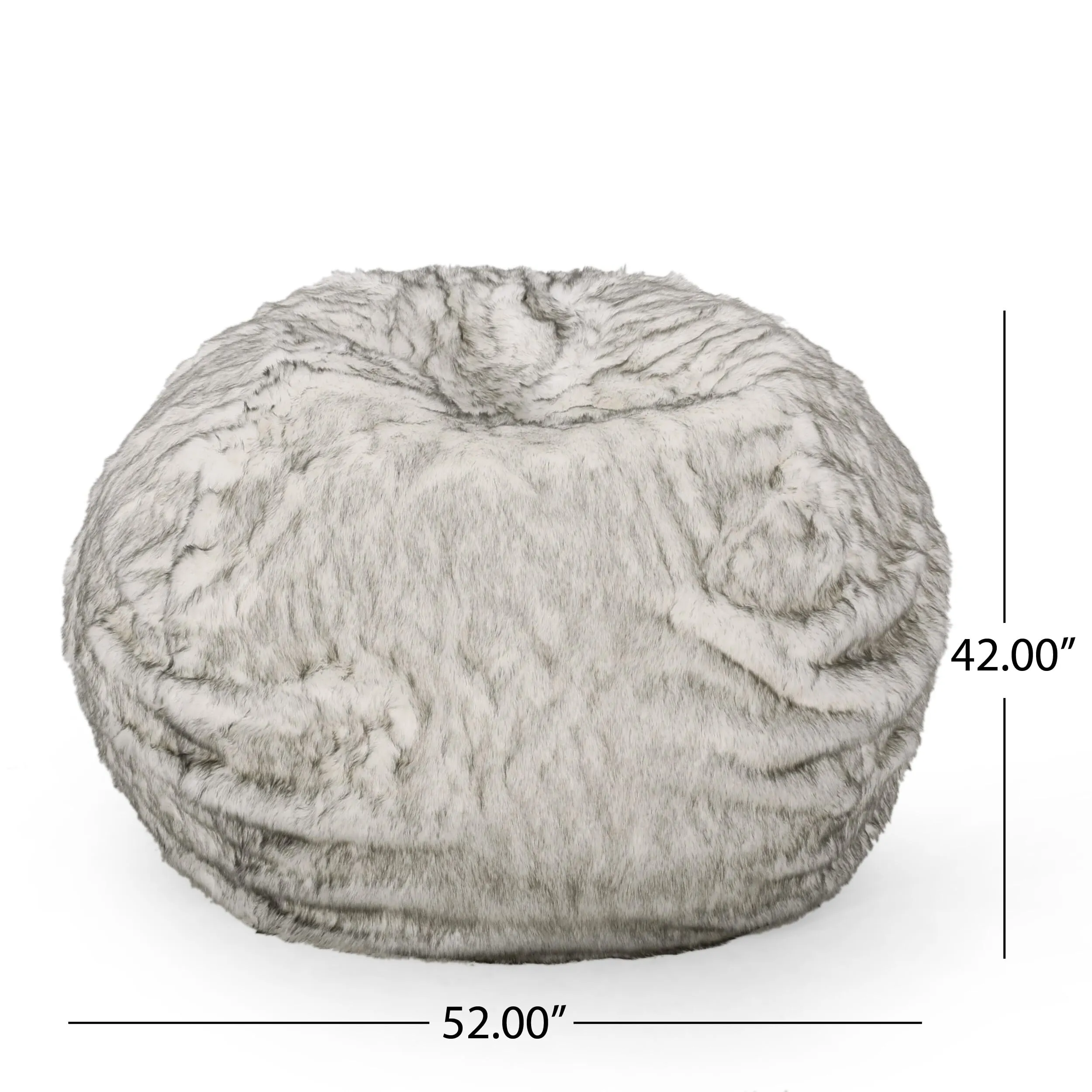 Rounded Short Fur Bean Bag with Softness and Comfort Grey Modern