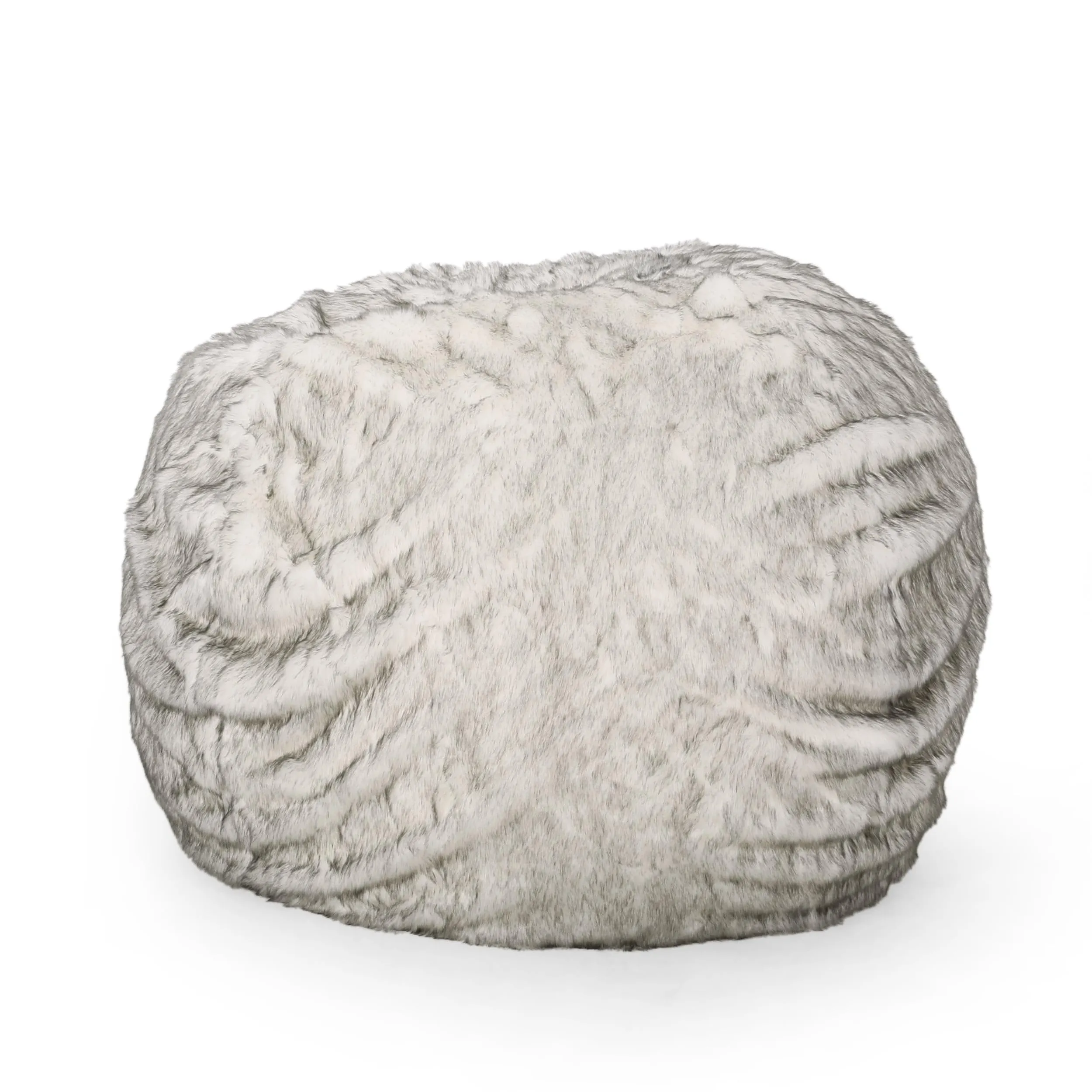 Rounded Short Fur Bean Bag with Softness and Comfort Grey Modern