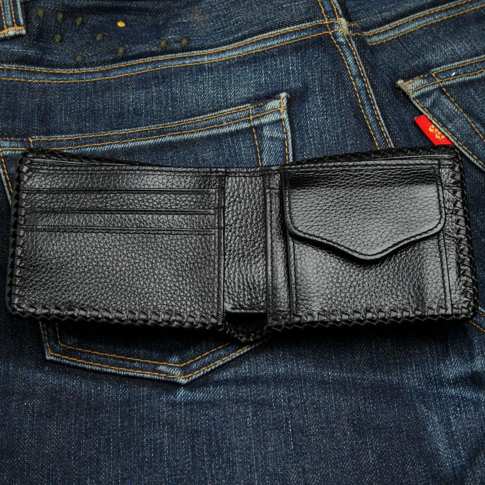 Row Red Cross Stingray Leather Biker Wallet