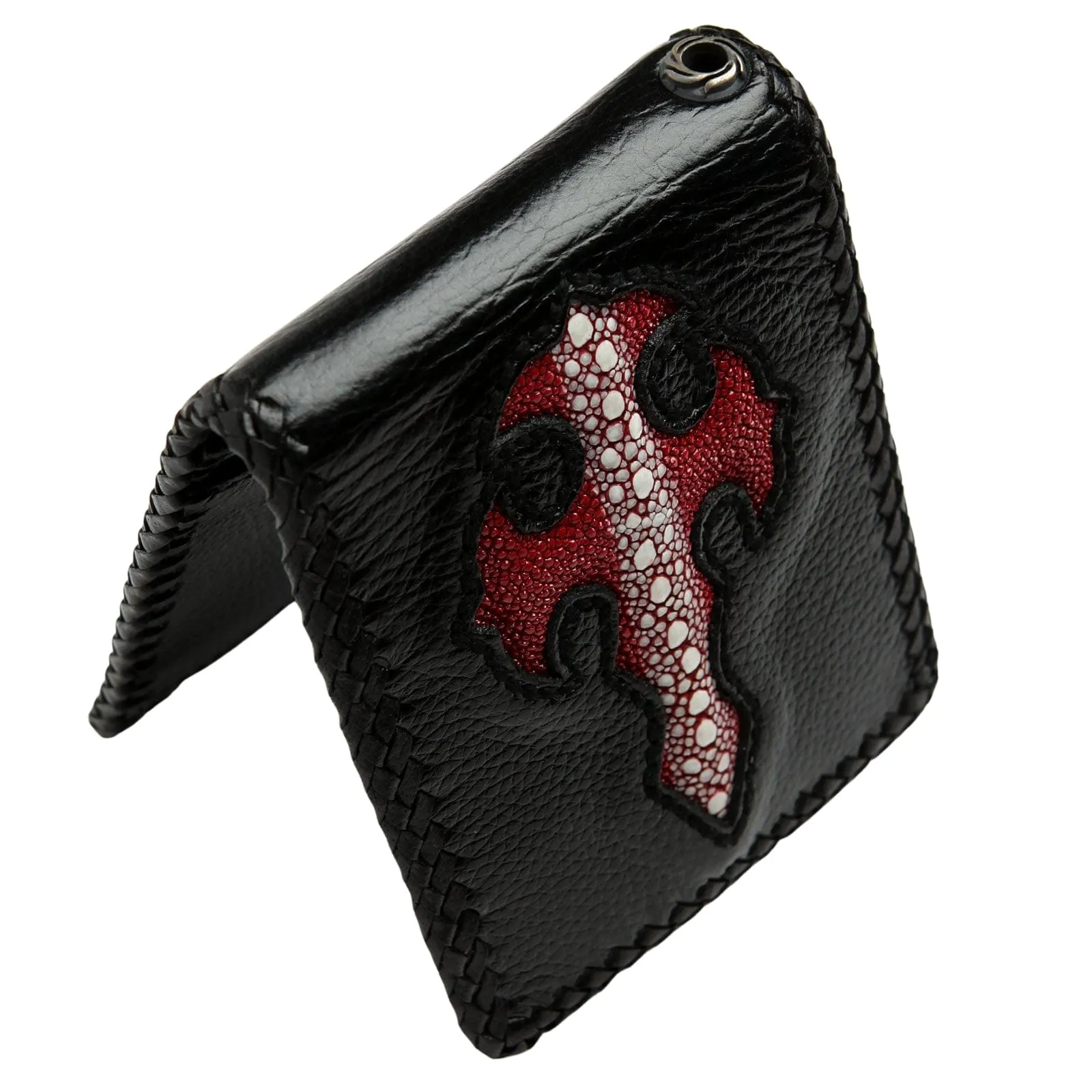 Row Red Cross Stingray Leather Biker Wallet