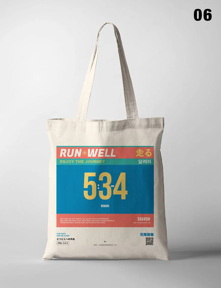 Run Well Campaign Marathon Bib Tote Bag {Free customisation}