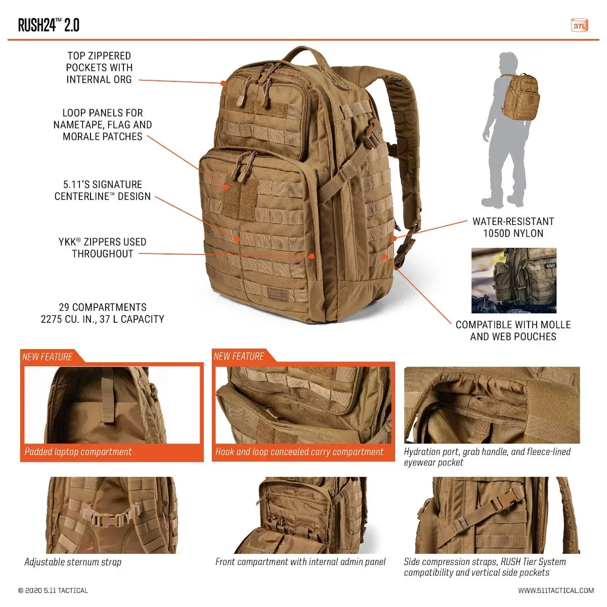 RUSH24™ 2.0 BACKPACK 37L - 5.11 Tactical