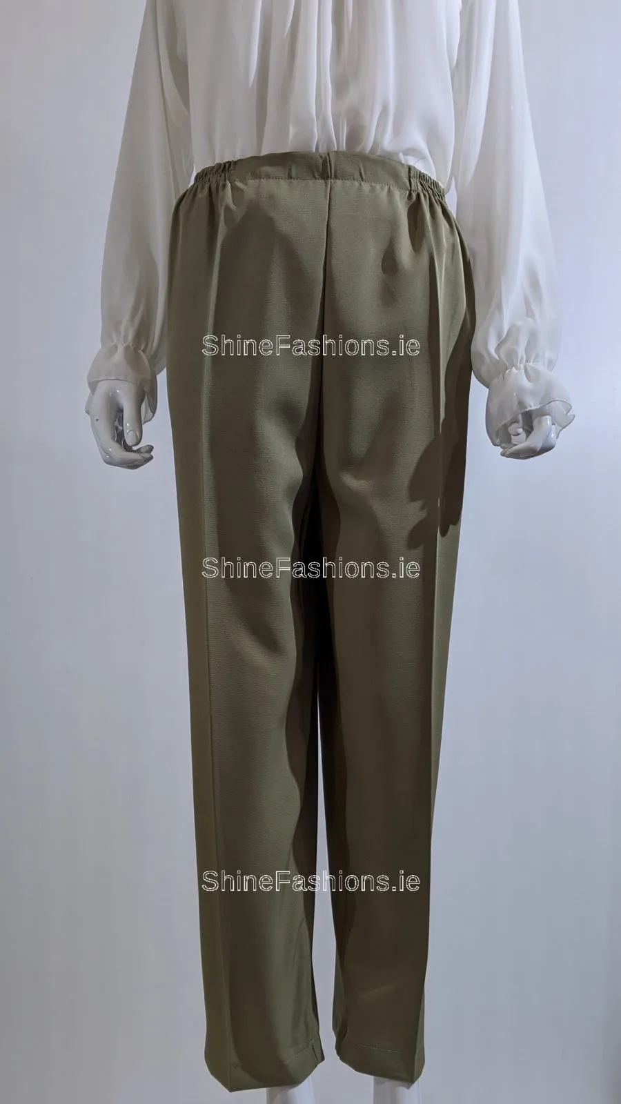 Sage Green Elasticated Waist Pocket Trouser