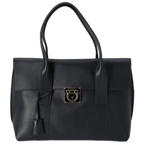 Salvatore Ferragamo Sukey Shoulder Tote  Black Leather   Pouch