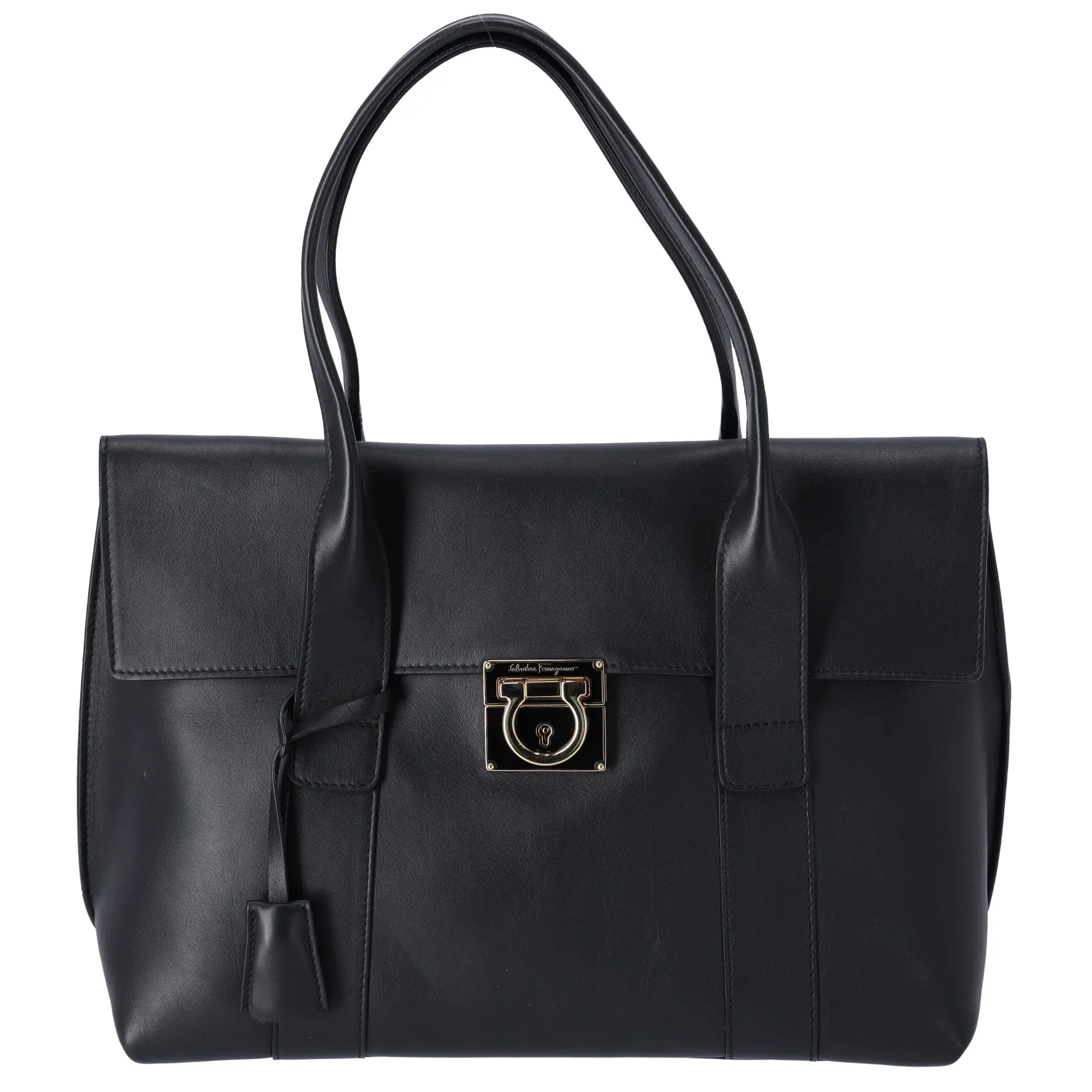 Salvatore Ferragamo Sukey Shoulder Tote  Black Leather   Pouch