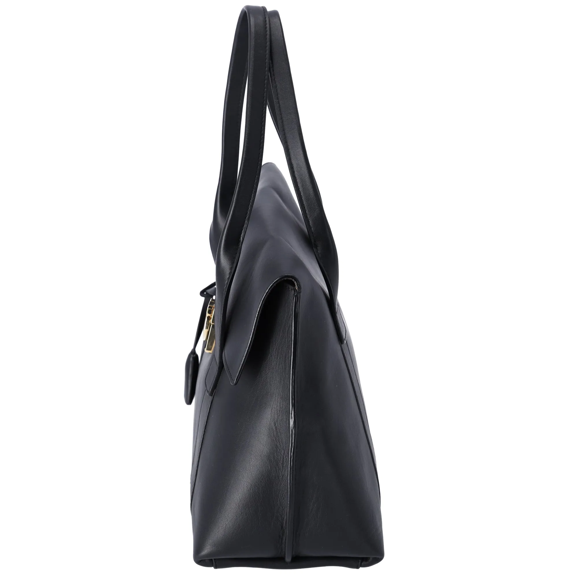 Salvatore Ferragamo Sukey Shoulder Tote  Black Leather   Pouch