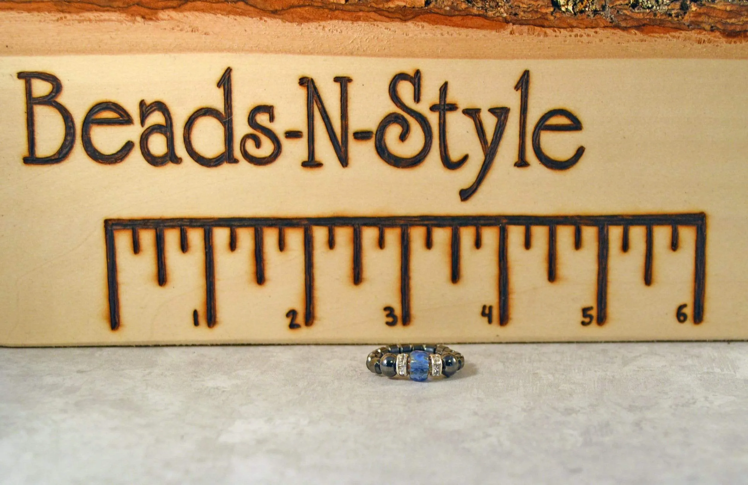 Sapphire Firepolish Magnetic Bead Ring