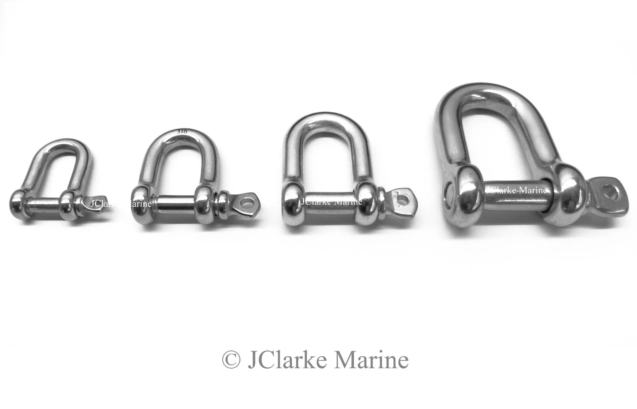 Shackle - Straight Dee / D Shackle made from 316 A4 marine grade stainless steel