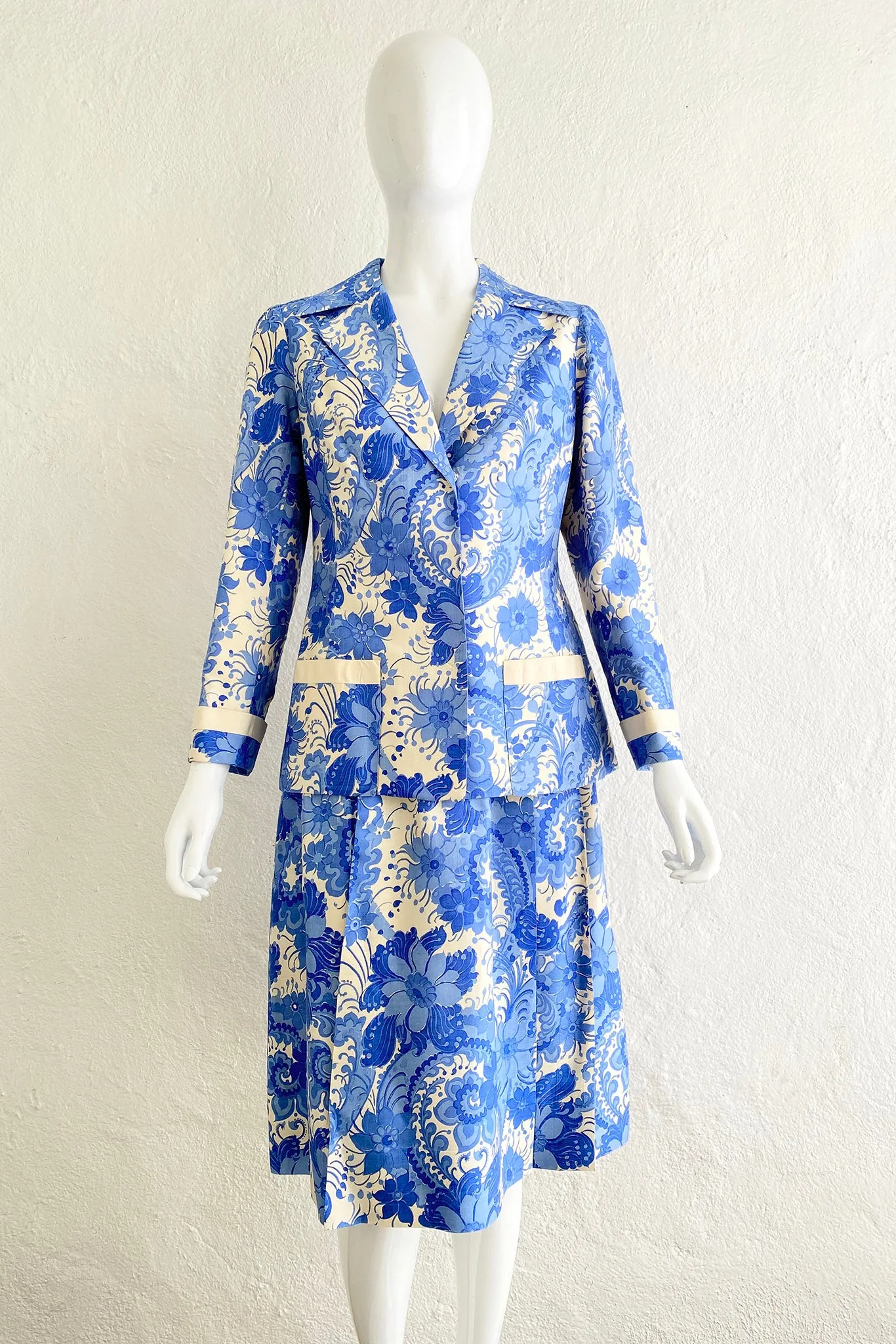 Silk Floral Jacket & Skirt Set