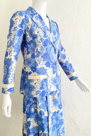 Silk Floral Jacket & Skirt Set