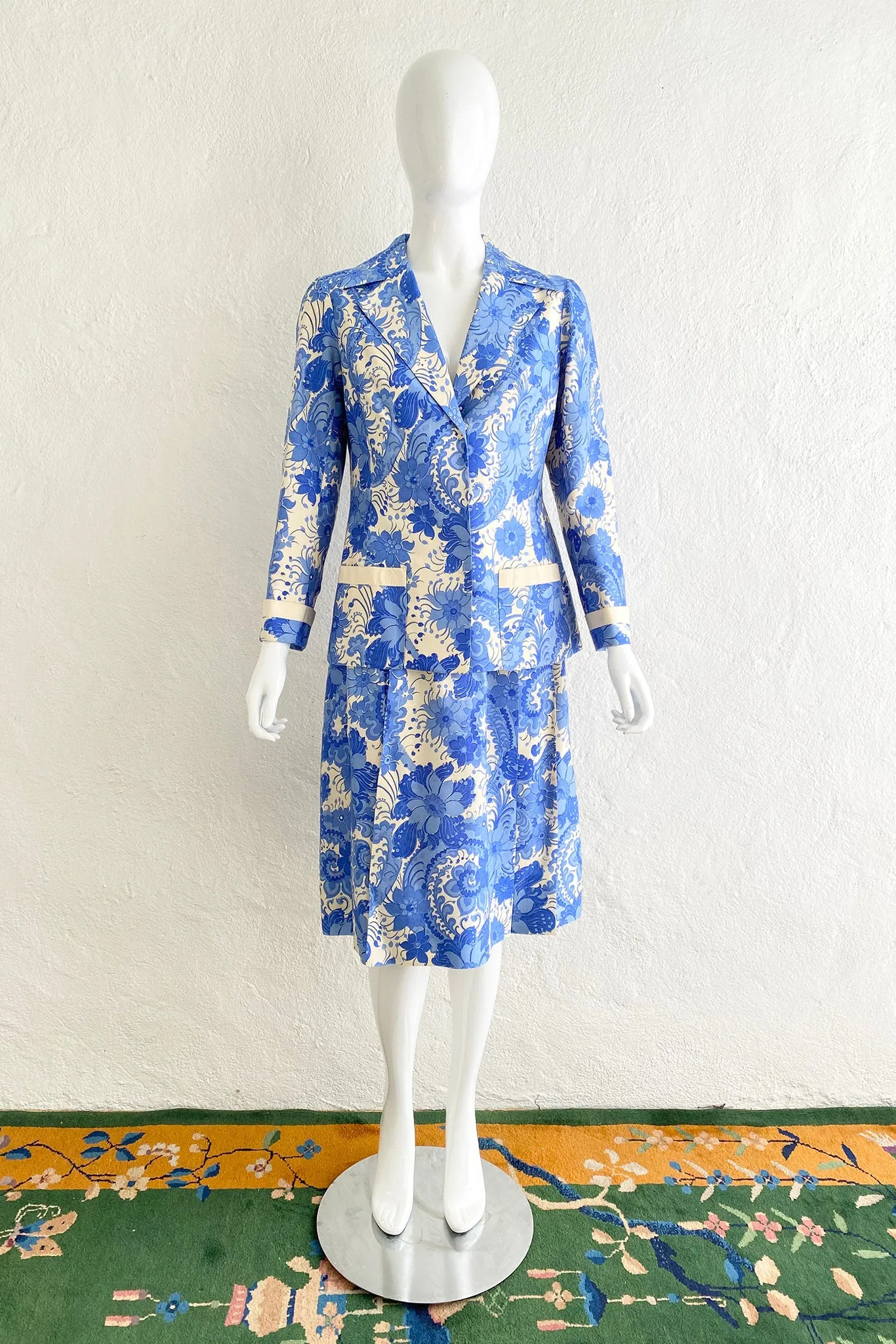 Silk Floral Jacket & Skirt Set