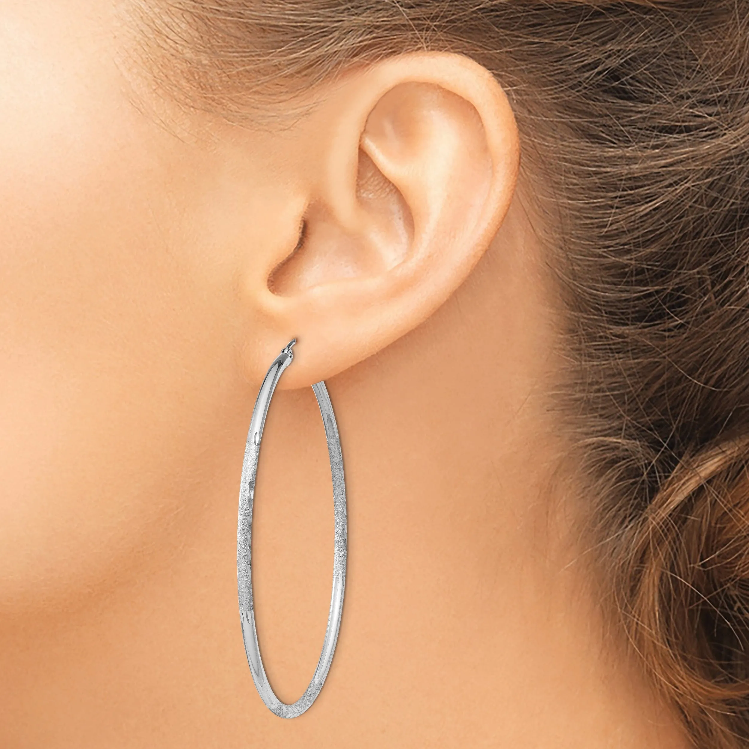 Silver D.C Round Hoop Hinged Earrings