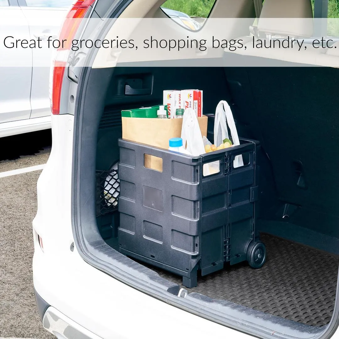 Simplify Tote Bin Collapsible Utility Cart, Plastic, Black, 15" x 13" x 14.2"