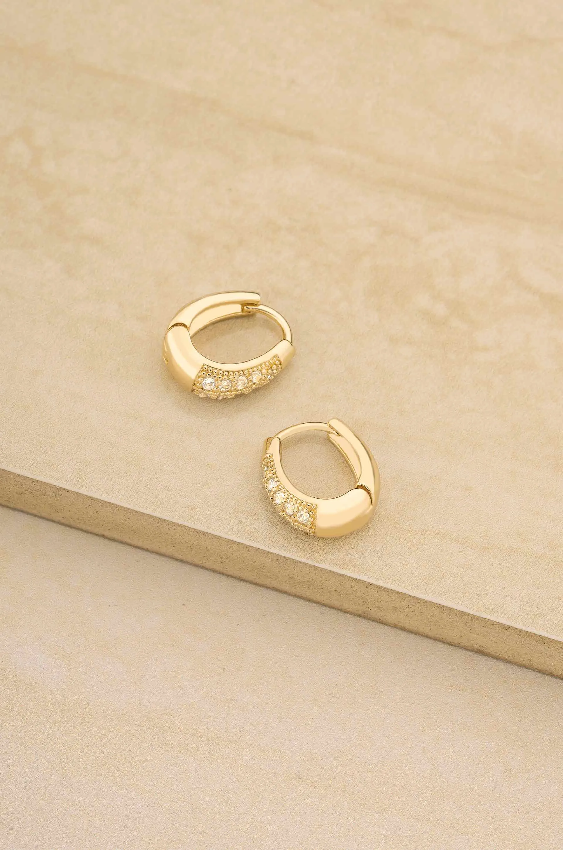 Small Darling Crystal 18k Gold Plated Hoops