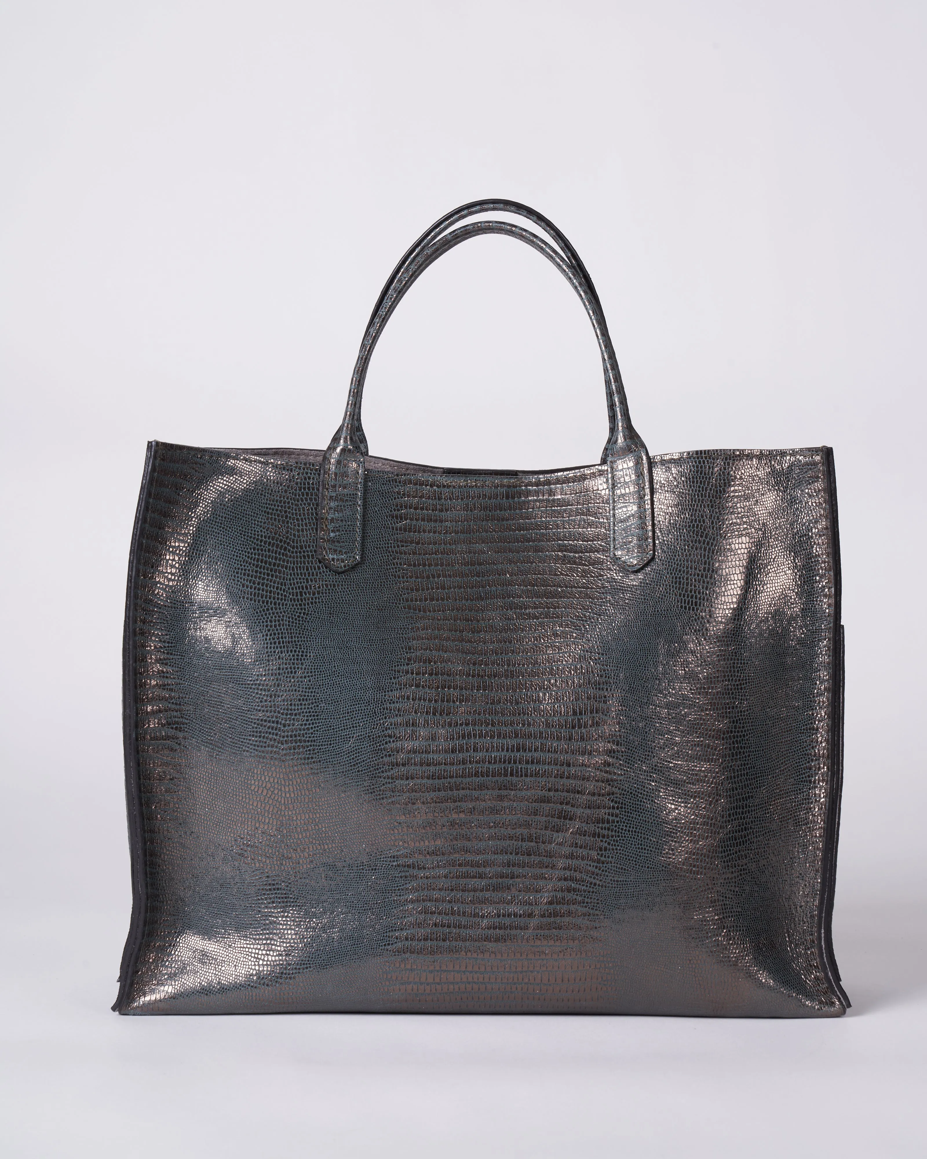 small harbor tote - metal embossed lizard