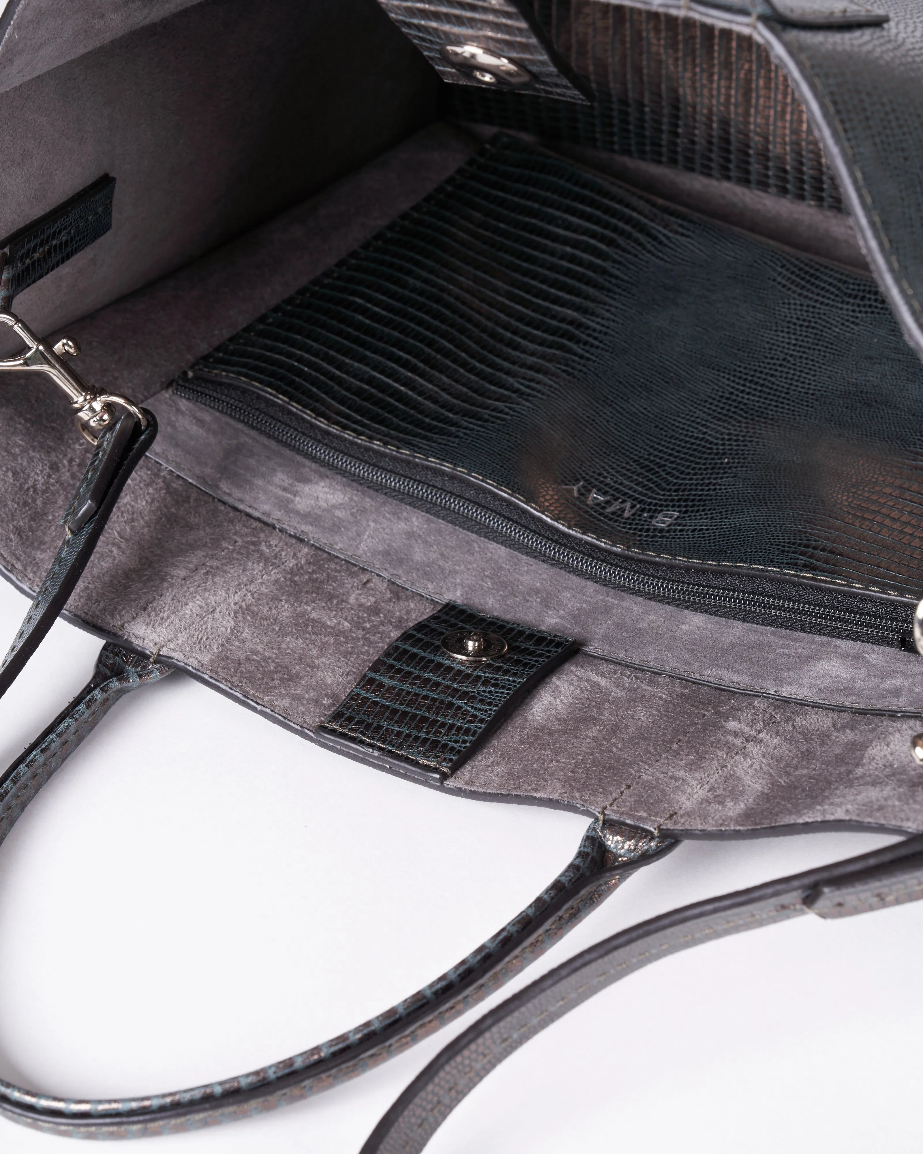 small harbor tote - metal embossed lizard