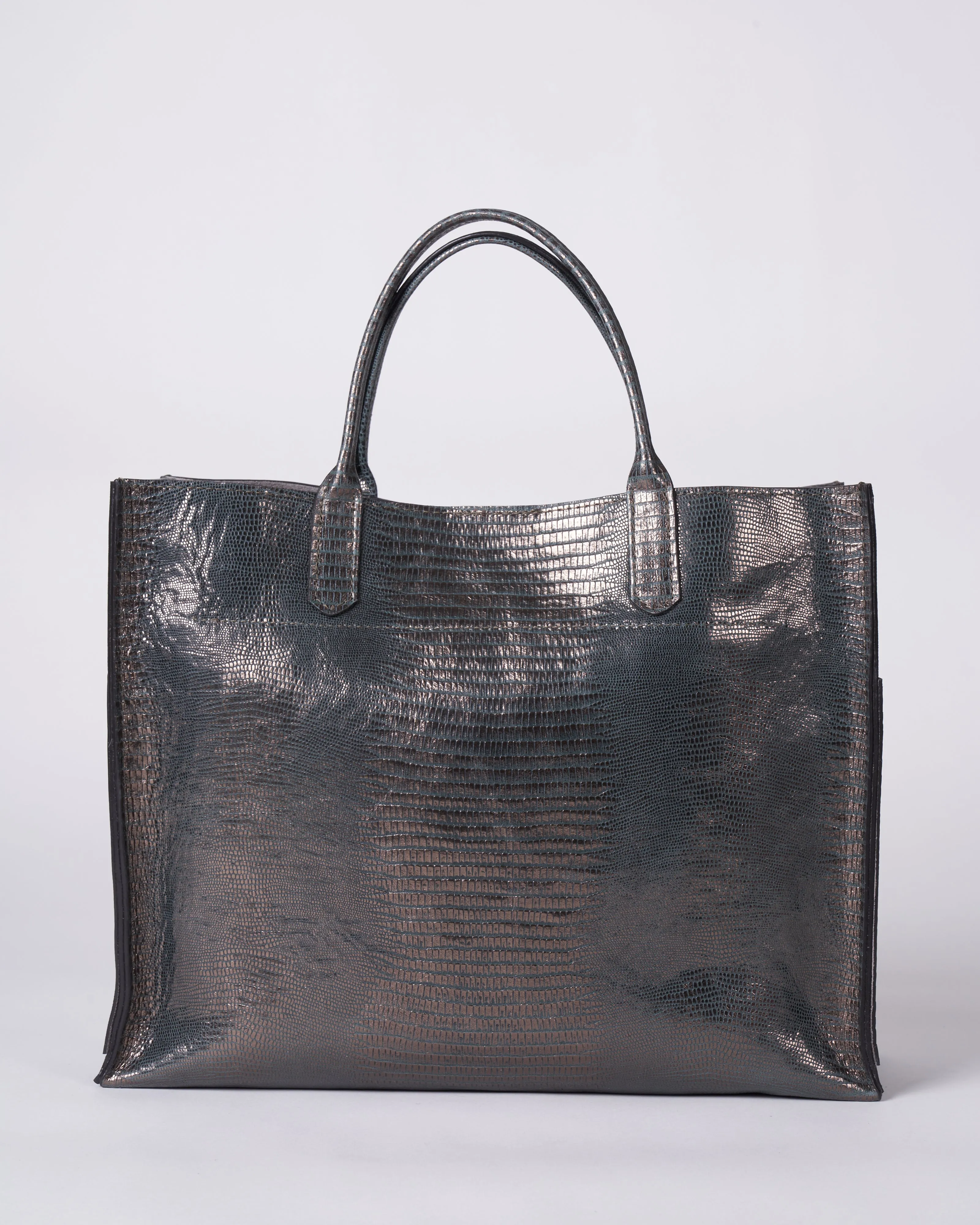 small harbor tote - metal embossed lizard