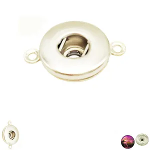 Snap button base 12mm round silver metal finding double loops