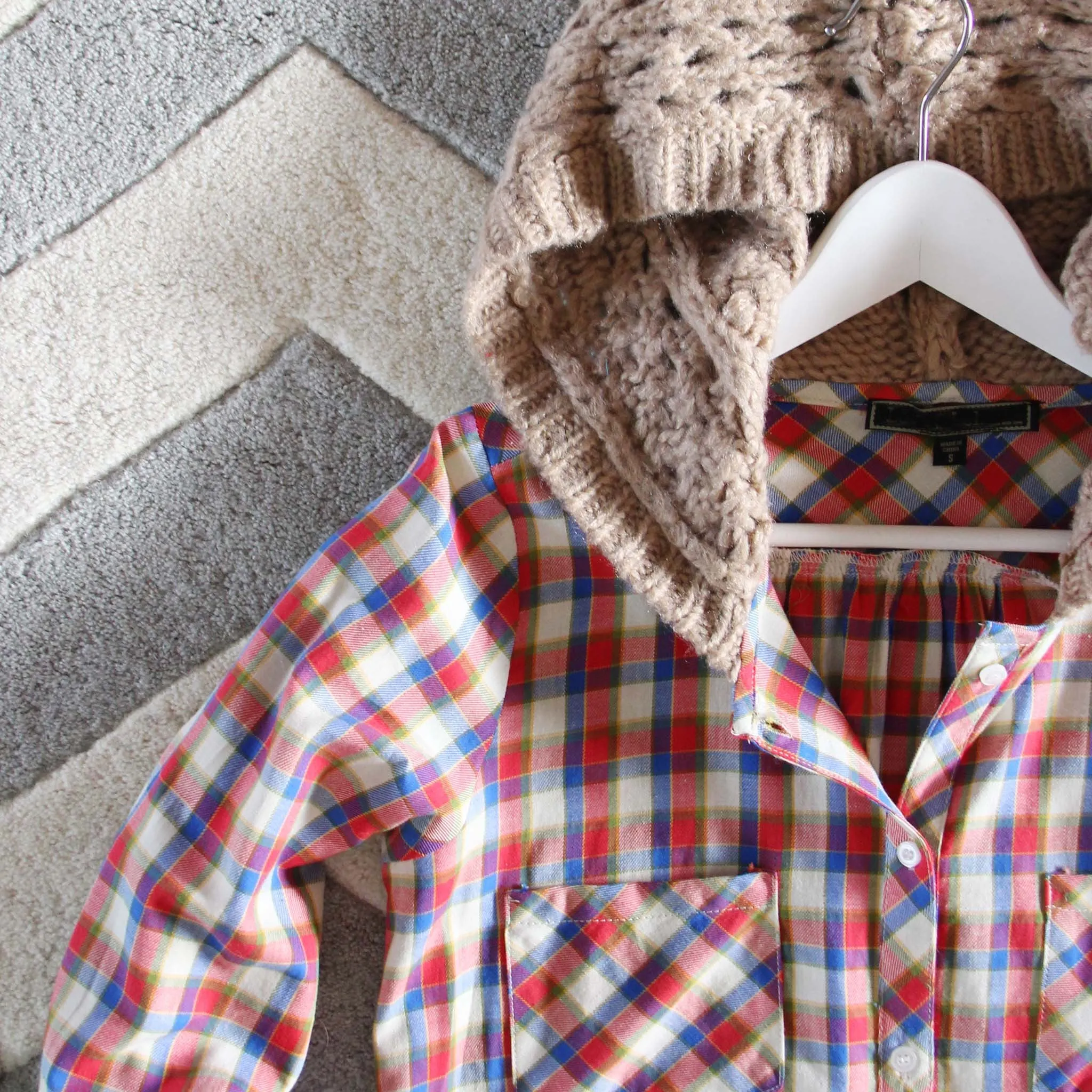 Snowy Canoe Plaid Top
