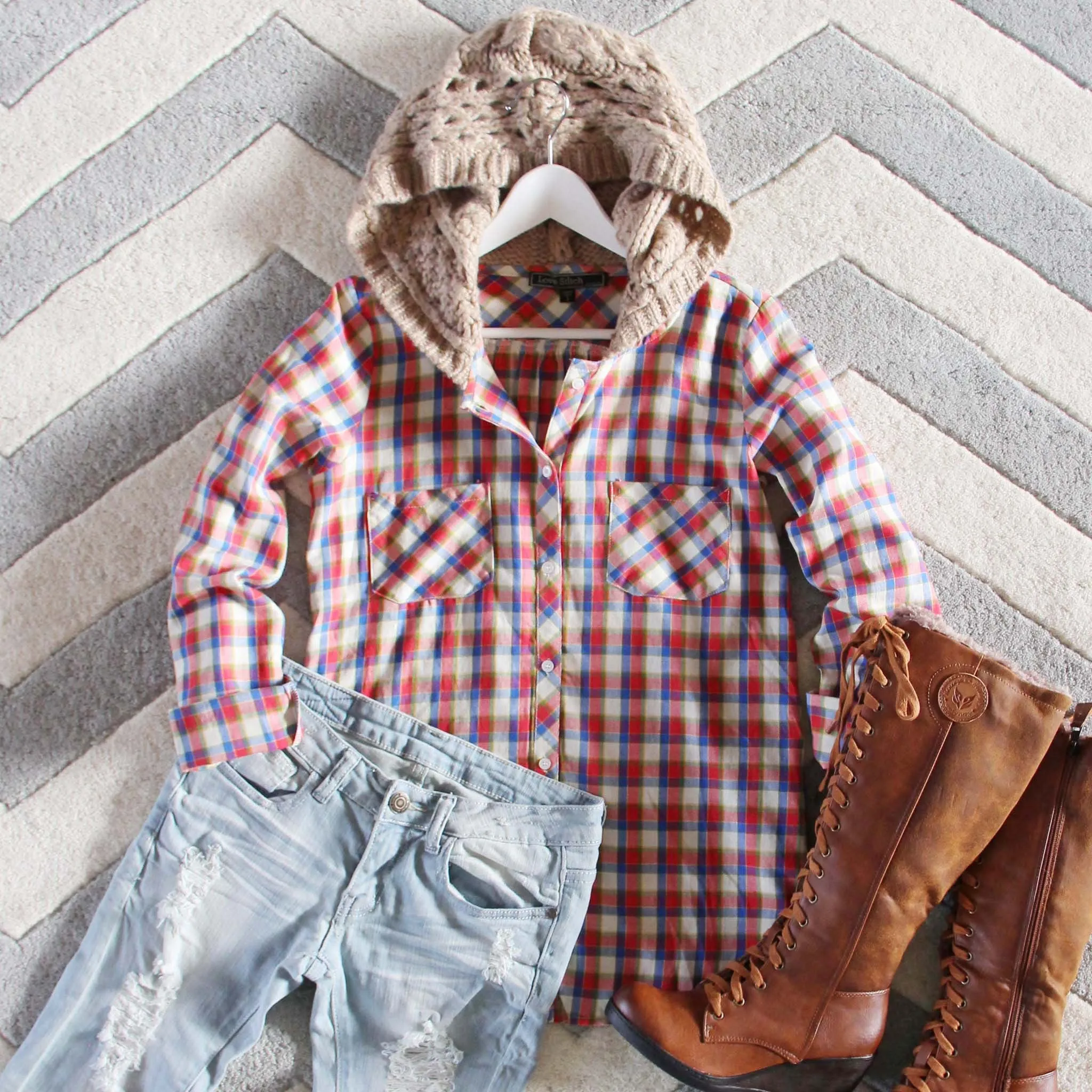 Snowy Canoe Plaid Top