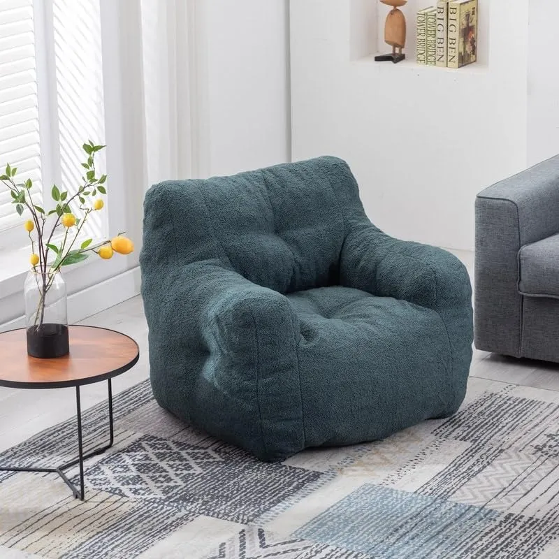 Soft Cotton Linen Fabric Bean Bag Chair Filled with Memory Sponge