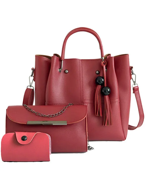 Solid Color Three-piece Shoulder Bag