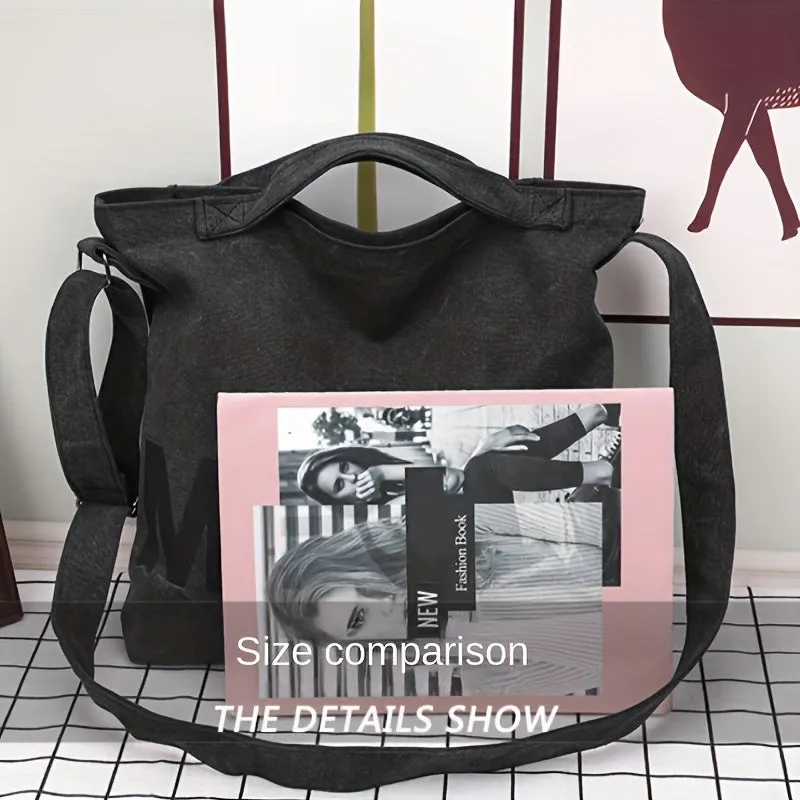 Sports Gym Bag For Women & Men, Vintage Trendy Handbag, Canvas Tote Bag, Letter Graphic Shoulder Bag