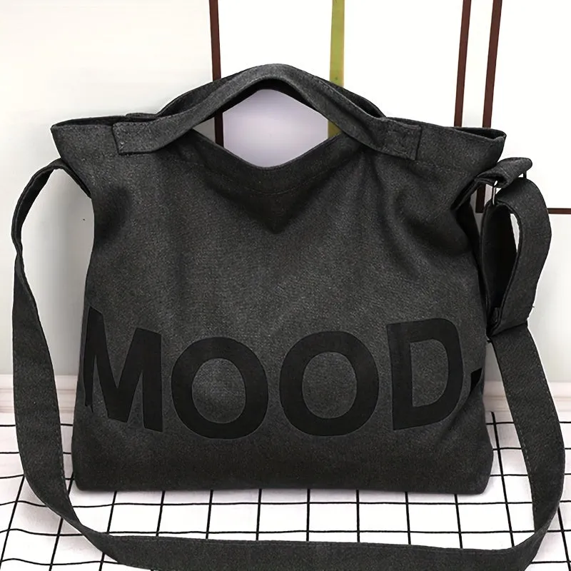 Sports Gym Bag For Women & Men, Vintage Trendy Handbag, Canvas Tote Bag, Letter Graphic Shoulder Bag