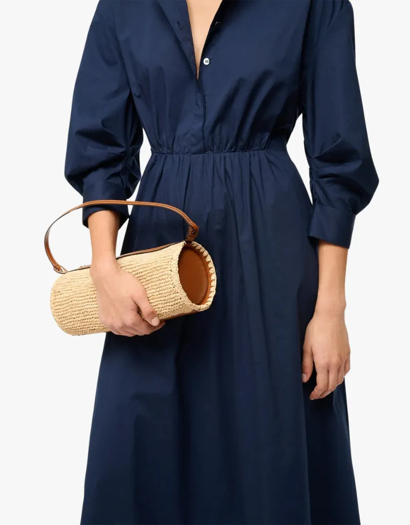 Staud Mini Taru Raffia Bag in Natural Tan
