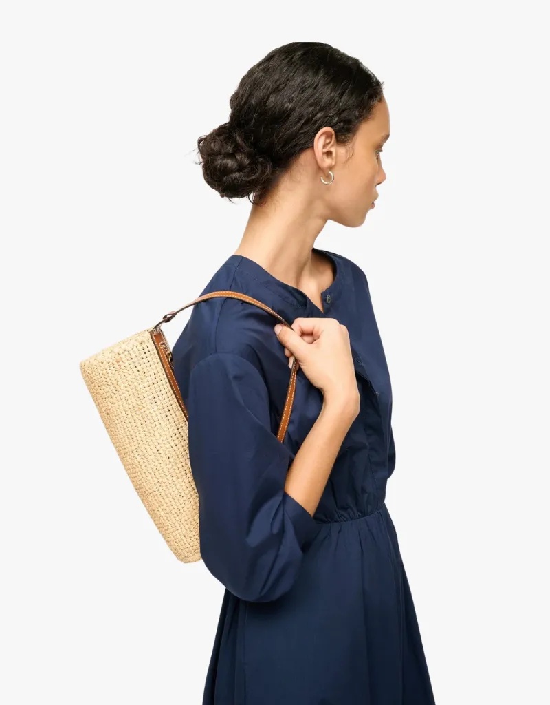 Staud Mini Taru Raffia Bag in Natural Tan
