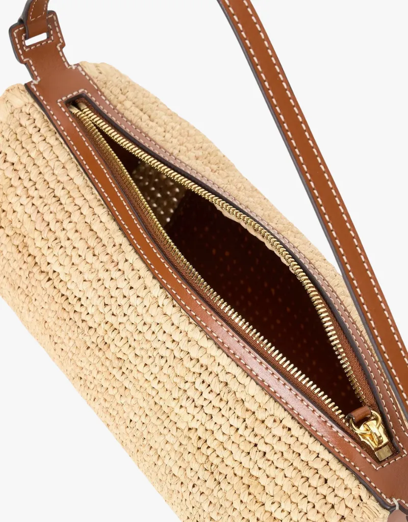 Staud Mini Taru Raffia Bag in Natural Tan