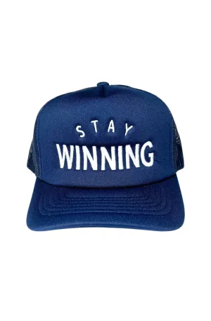 Stay Winning Navy Blue Trucker Hat