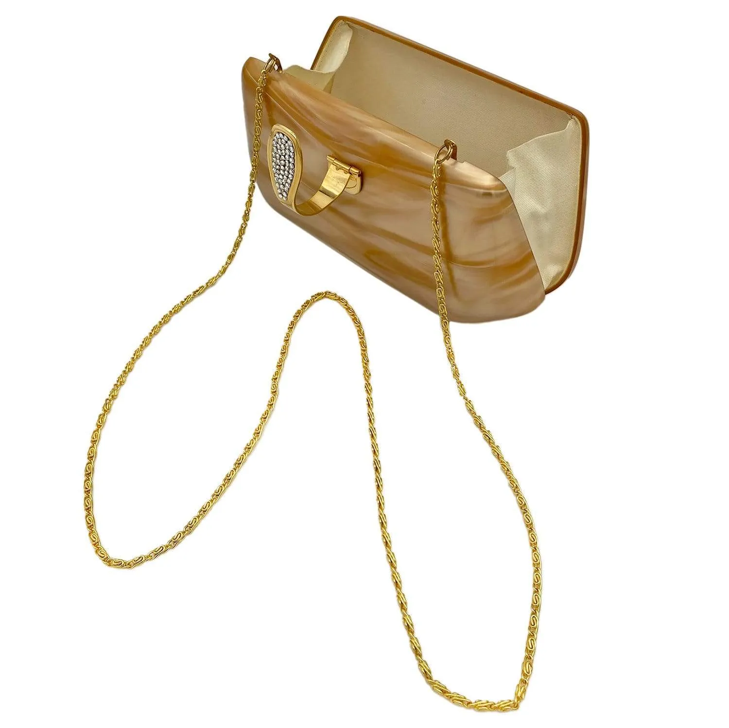 STEPHANIE Hard Shell Clasp Evening Bag - Gold